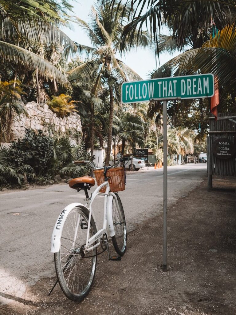 parked white bicycle